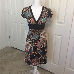 Lipstick Paisley V-Neck Dress